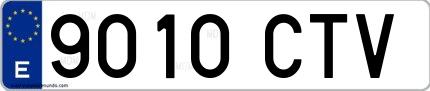 Ejemplo de matrícula española 9010 CTV