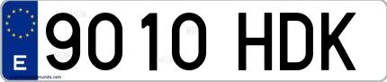 Ejemplo de matrícula española 9010 HDK