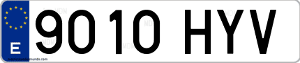 Ejemplo de matrícula de coche ordinaria 9010 HYV