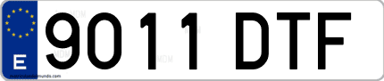 Ejemplo de matrícula de coche ordinaria 9011 DTF