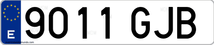 Ejemplo de matrícula de coche ordinaria 9011 GJB