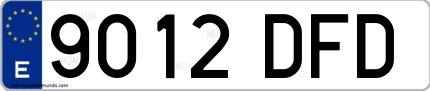 Ejemplo de matrícula española 9012 DFD