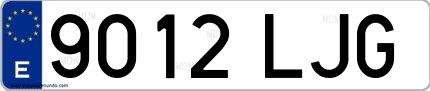 Ejemplo de matrícula española 9012 LJG
