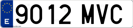 Ejemplo de matrícula de coche ordinaria 9012 MVC
