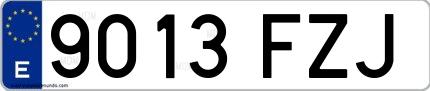 Ejemplo de matrícula española 9013 FZJ