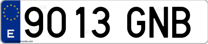 Ejemplo de matrícula de coche ordinaria 9013 GNB