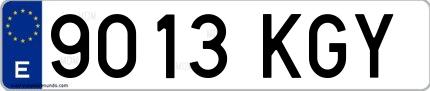 Ejemplo de matrícula española 9013 KGY