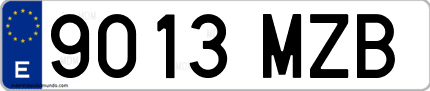 Ejemplo de matrícula de coche ordinaria 9013 MZB