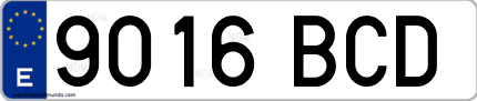 Ejemplo de matrícula de coche ordinaria 9016 BCD