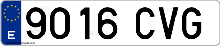 Ejemplo de matrícula de coche ordinaria 9016 CVG