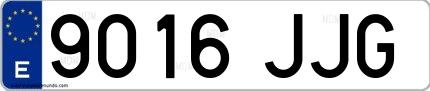 Ejemplo de matrícula española 9016 JJG