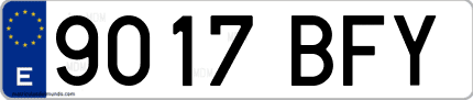 Ejemplo de matrícula de coche ordinaria 9017 BFY
