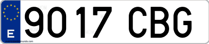 Ejemplo de matrícula de coche ordinaria 9017 CBG