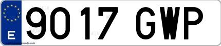 Ejemplo de matrícula española 9017 GWP