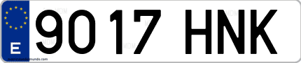 Ejemplo de matrícula de coche ordinaria 9017 HNK