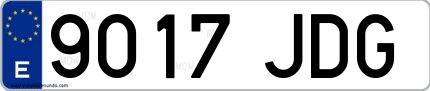 Ejemplo de matrícula española 9017 JDG