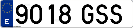 Ejemplo de matrícula de coche ordinaria 9018 GSS