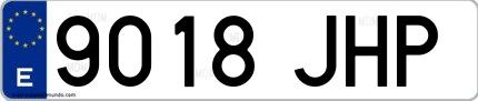 Ejemplo de matrícula española 9018 JHP