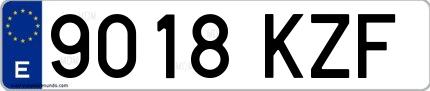 Ejemplo de matrícula española 9018 KZF