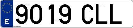 Ejemplo de matrícula española 9019 CLL