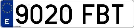 Ejemplo de matrícula española 9020 FBT