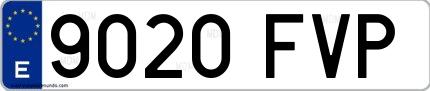 Ejemplo de matrícula española 9020 FVP