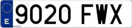Ejemplo de matrícula española 9020 FWX