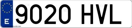 Ejemplo de matrícula española 9020 HVL