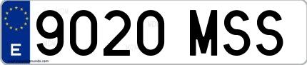 Ejemplo de matrícula española 9020 MSS