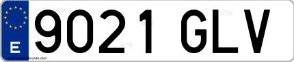 Ejemplo de matrícula española 9021 GLV