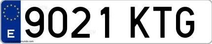 Ejemplo de matrícula española 9021 KTG