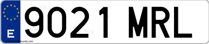 Ejemplo de matrícula de coche ordinaria 9021 MRL