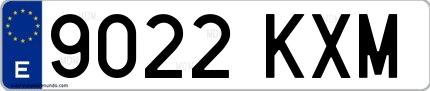 Ejemplo de matrícula española 9022 KXM