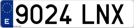 Ejemplo de matrícula de coche ordinaria 9024 LNX