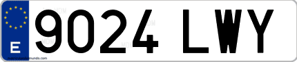 Ejemplo de matrícula de coche ordinaria 9024 LWY