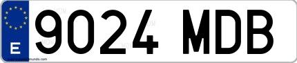 Ejemplo de matrícula española 9024 MDB