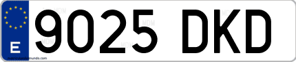 Ejemplo de matrícula de coche ordinaria 9025 DKD