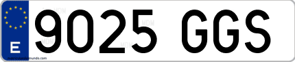 Ejemplo de matrícula de coche ordinaria 9025 GGS