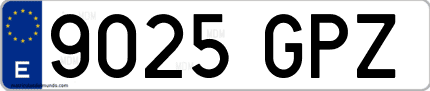 Ejemplo de matrícula de coche ordinaria 9025 GPZ