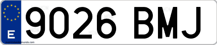 Ejemplo de matrícula de coche ordinaria 9026 BMJ