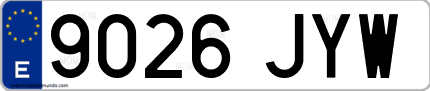 Ejemplo de matrícula de coche ordinaria 9026 JYW