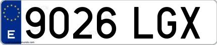 Ejemplo de matrícula española 9026 LGX