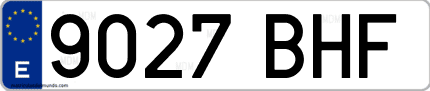 Ejemplo de matrícula de coche ordinaria 9027 BHF