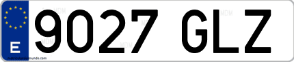 Ejemplo de matrícula de coche ordinaria 9027 GLZ