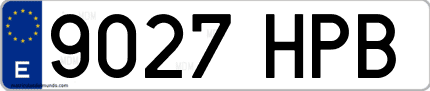 Ejemplo de matrícula de coche ordinaria 9027 HPB