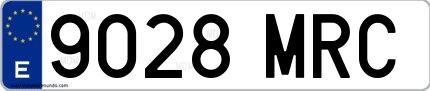 Ejemplo de matrícula española 9028 MRC