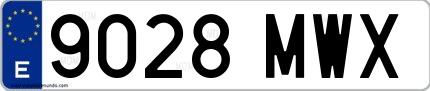 Ejemplo de matrícula española 9028 MWX