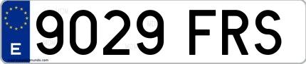 Ejemplo de matrícula española 9029 FRS
