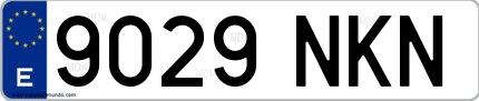 Ejemplo de matrícula española 9029 NKN