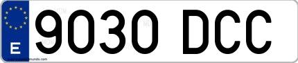 Ejemplo de matrícula española 9030 DCC